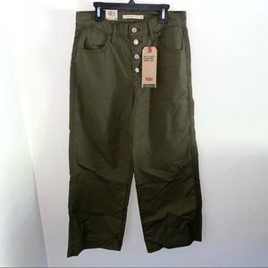 Levi's Mile High Cropped Wide Leg Pants Olive 29x27